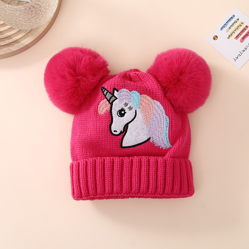 Girl's Basic Unicorn Embroidery Wool Cap display picture 3