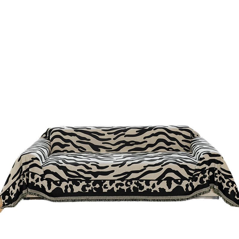 Zebra toalla de sofá anti-cat arañazo sala de estar línea recta combinación de arena libera polvo cuatro estaciones cubierta de sofá general lujoso ligero