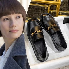 香港ローファー英国スタイルの女性の靴 2025 新作春と秋の日本製小さな革靴スリッポン太いヒールの靴