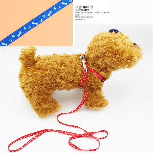 Polyester Printed Dog Leash Small and Medium Dogs Walking Dog Rope Chest Harness Set Cat Chain Pet Supplies 