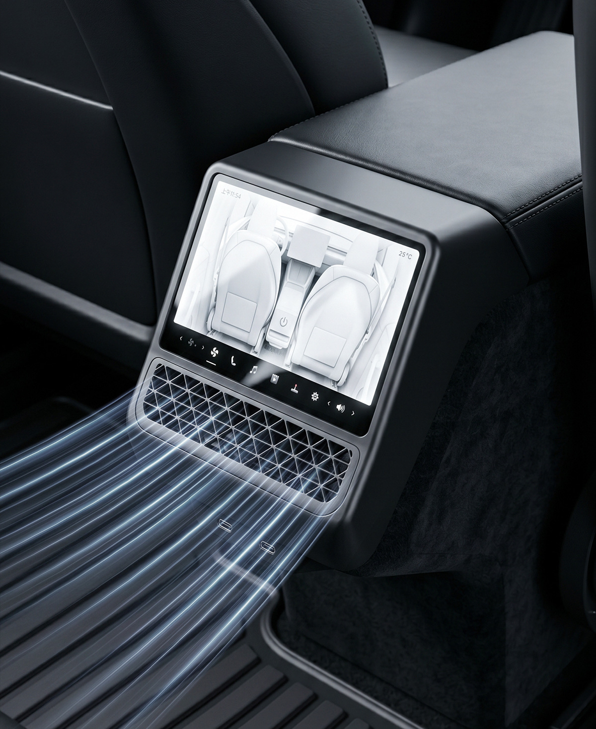 Suitable for Tesla Model Y Rear Screen Protective Cover Yl New Model 3 Air Outlet Tempered Film Cover Accessories Shell