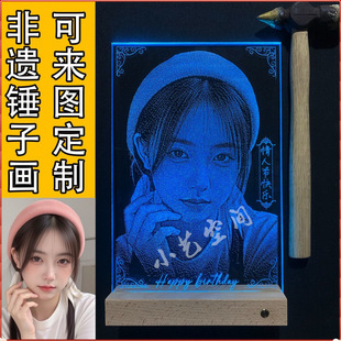 Trendy Hammer Glass Painting Glass Hammer Painting Alloy Hammer Painting High-End Birthday Gift for Girlfriend Decorative Painting