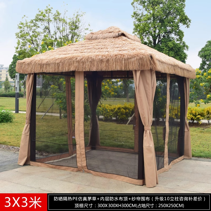 Pabellón al aire libre, techo galvanizado, pabellón de cuatro pilares, patio, jardín, techo, toldo de ocio, gran dosel de lluvia