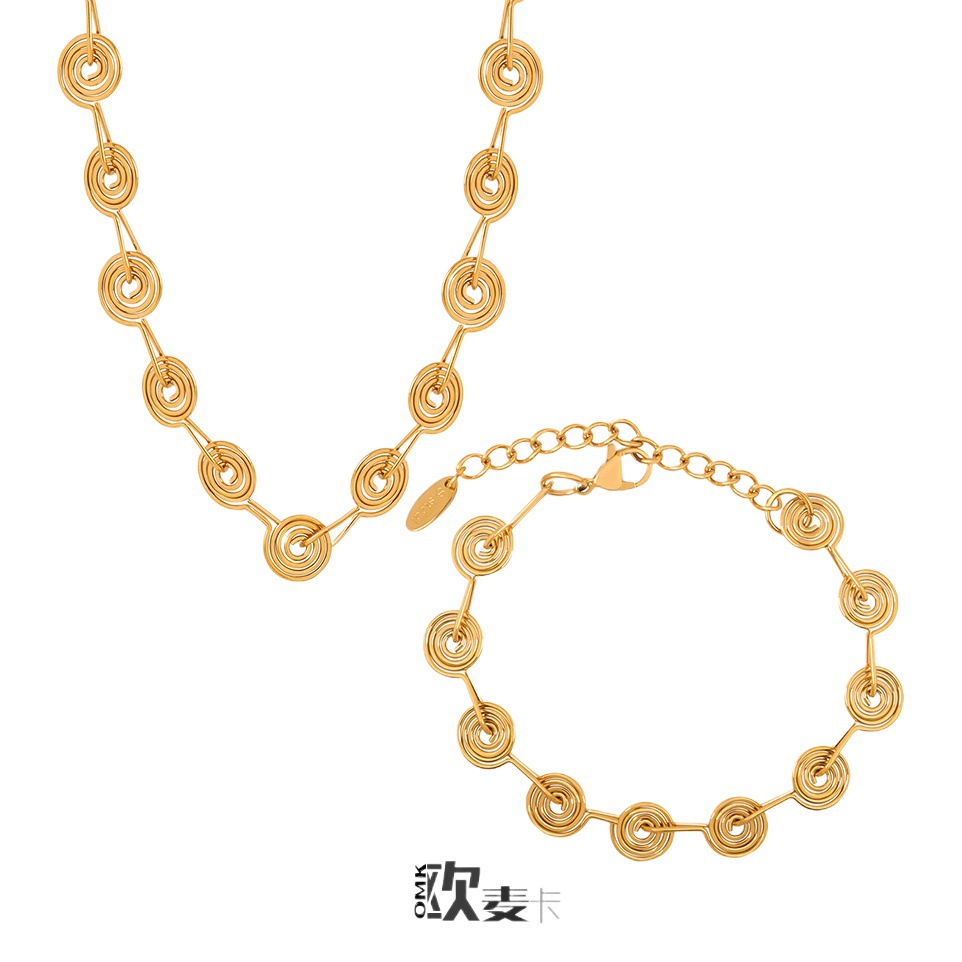 INS estilo simple nicho único pulsera joyería geométrica espiral disco costura diseño collar titanio acero joyería traje