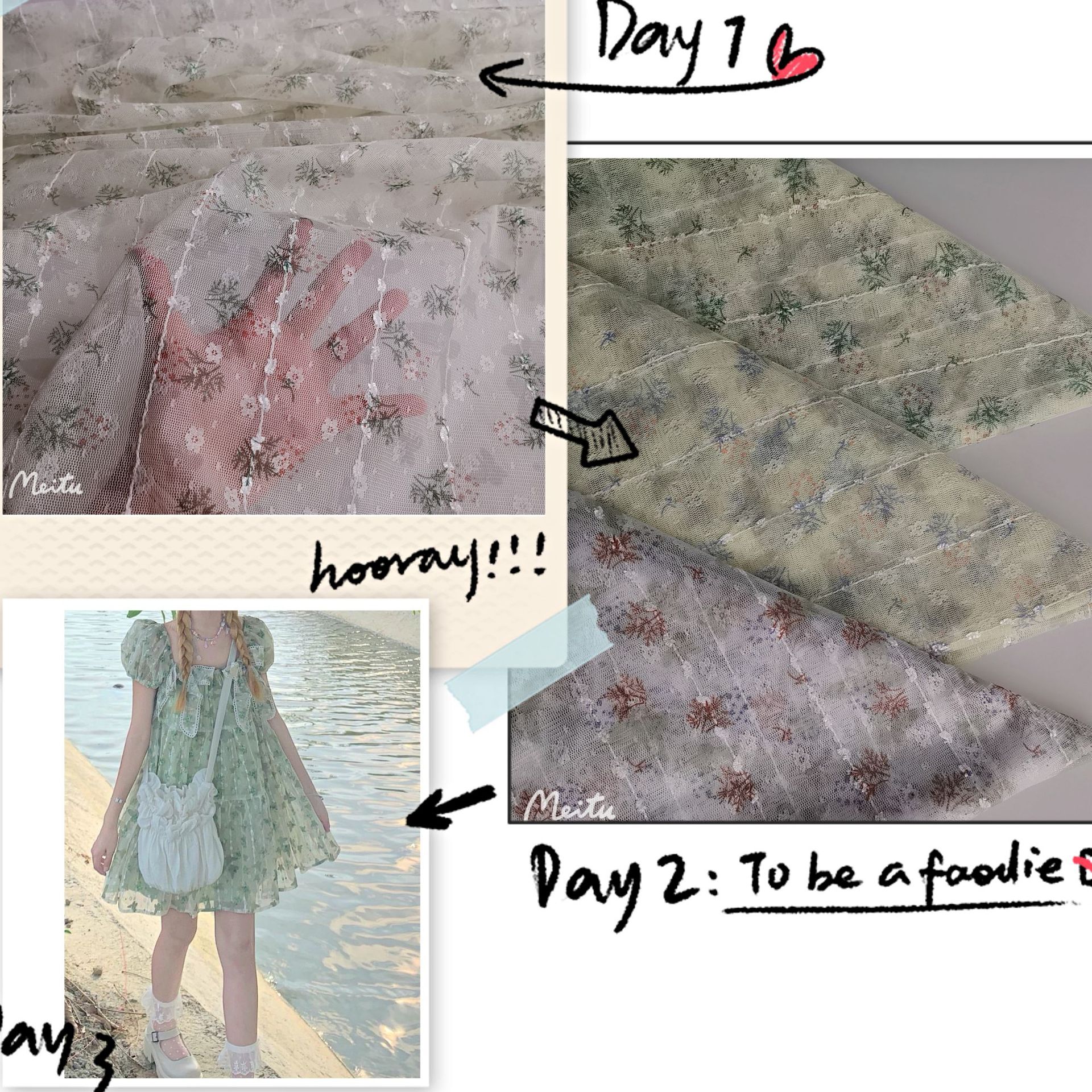 新款现货~仙美款无弹涤纶小花点点提花网布竖条钩花印花 裙装面料