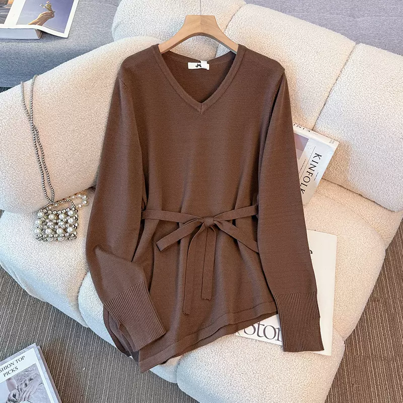 130-350斤大码女装胖mm秋冬新款时尚设计感气质针织衫外穿毛线衫