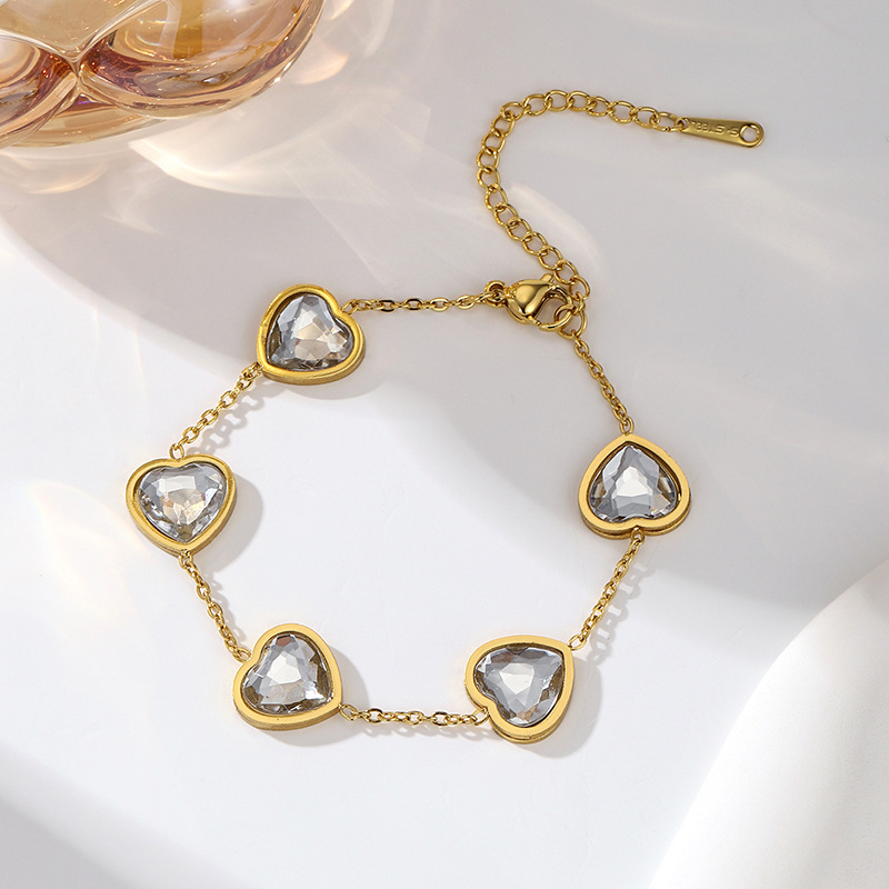 Bracciale a cuore in acciaio inossidabile con zircone e titanio_voghion.com