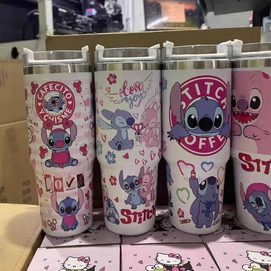 Estilo explosivo Stitch patrón de dibujos animados Ice Ba taza 30oz para coche taza de vacío de acero inoxidable 304