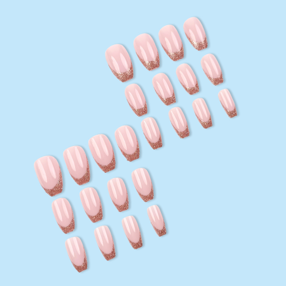 Hot Girl Brillante Piezas de uñas de uñas francesas 24 piezas Parche de uñas postizas Productos terminados al por mayor Comercio exterior Venta caliente uñas de vestir