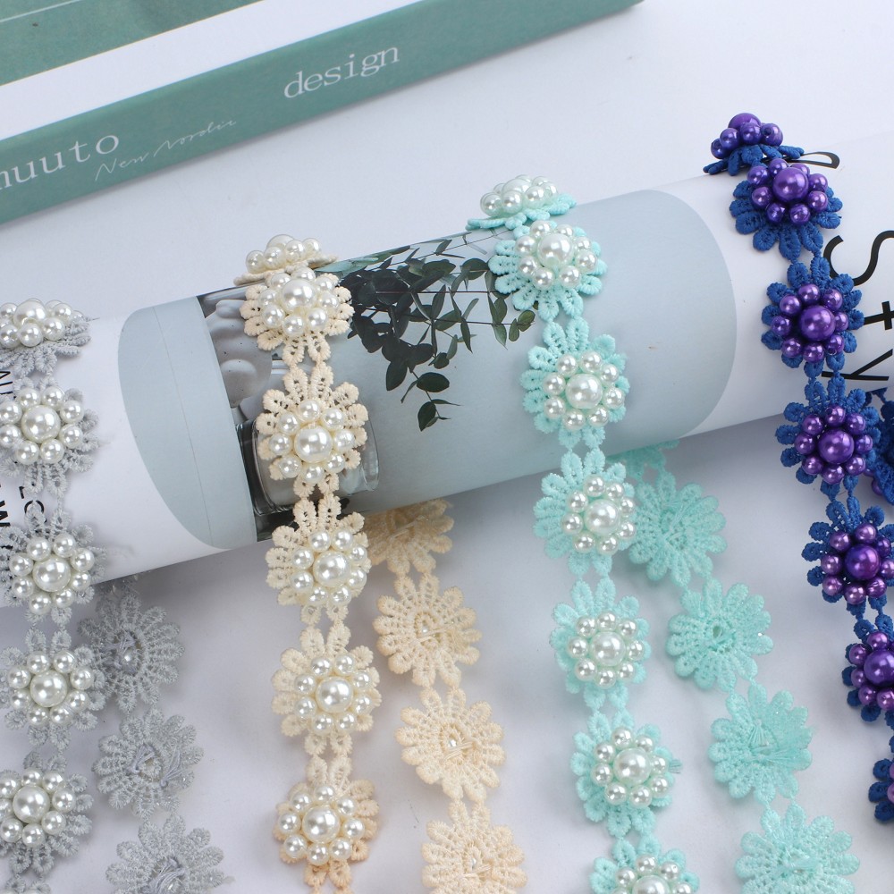 刺绣花边 水溶刺绣手工珍珠花边 韩版婚纱礼服配饰辅料