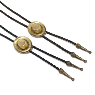 Cross-border new European and American fashion vintage alloy cowboy hat men's and women's cowhide rope long sweater chain polo tie pendant
