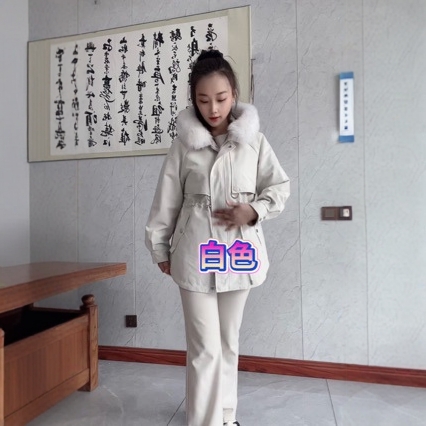 24新款派克服外套女冬季棉衣中长款兔毛内胆派克服大码宽松棉袄厚
