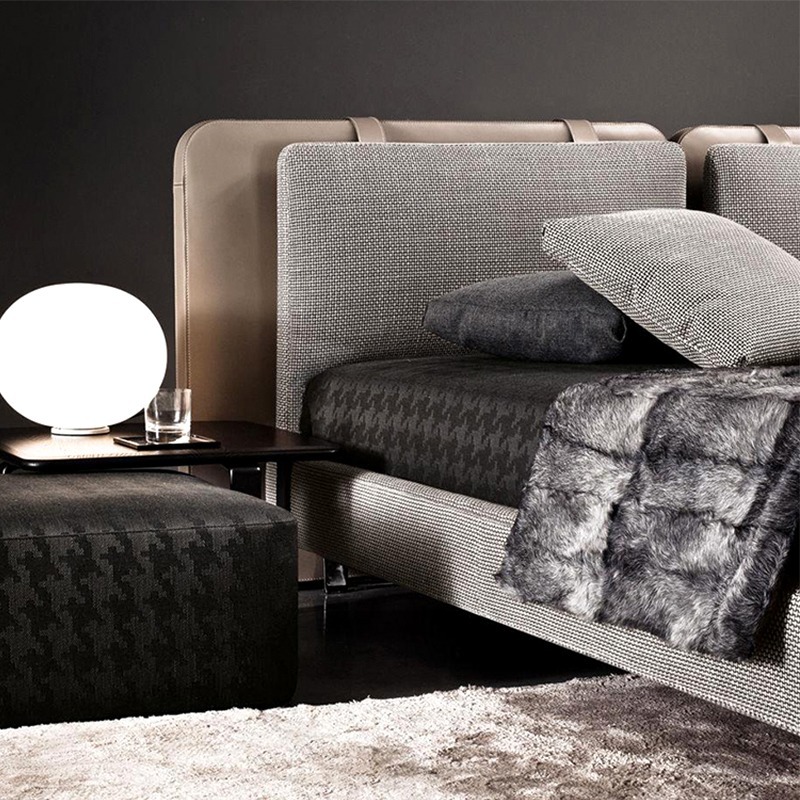 Italian minimalista cama doble Tatlin apartamento pequeño dormitorio principal cama blanda minimalista moderna cama de boda de diseñador de alta gama image 4