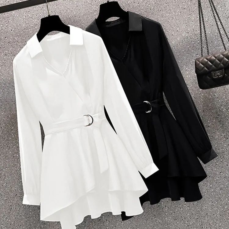 Plus-Size Women's Stylish Waist-Cinching Slimming Shirt, 2025 New Spring Model for Chubby Girls, Covers up the Figure, Versatile and Age-Reducing Blouse