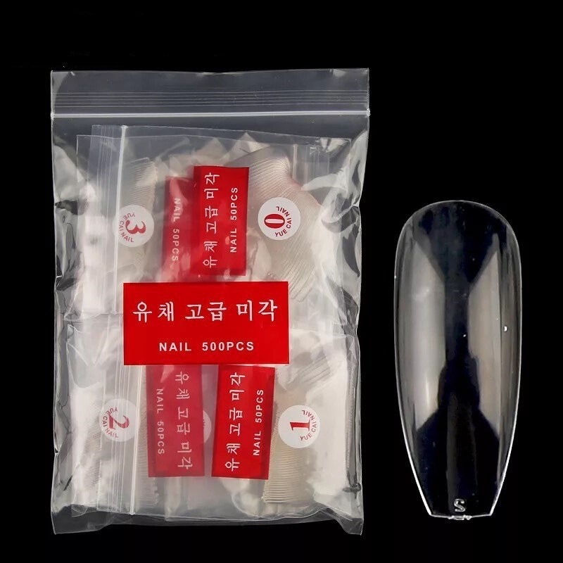 Nail ballet nail piece boxed full paste T-shaped nail piece French nail piece fake nail pointed nail 500 pieces bag