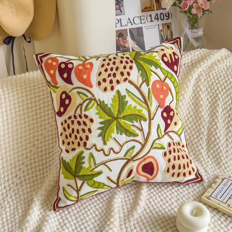Towel, cloth for bed, tape, sofa, pillow, flowered, with embroidery