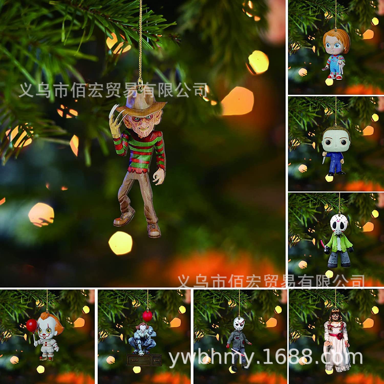 Nuevo árbol de Navidad colgante de terror colgante de automóvil plano decoración personajes de Halloween regalos colgante zombie horror