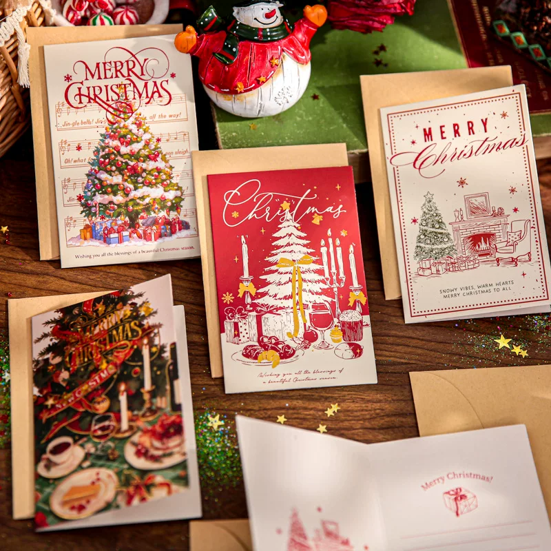 Mr. Paper Rectangular Greeting Card Christmas Candlelight Ode Series Birthday Thank You Expression Handbook Decoration Blessing Greeting Card