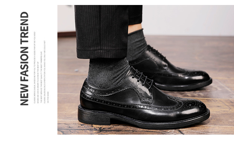 Nové kožené boty pro muže, kožená vrstva z hovězí kůže, britský styl, Brock vyřezávané, svatební boty._voghion.com