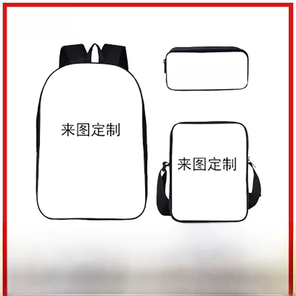 Manufacturer Wholesale School Bag D-Made Three-Piece Set Student Backpack Cross-Border Printed Backpack Anime Backpack Casual and Versatile