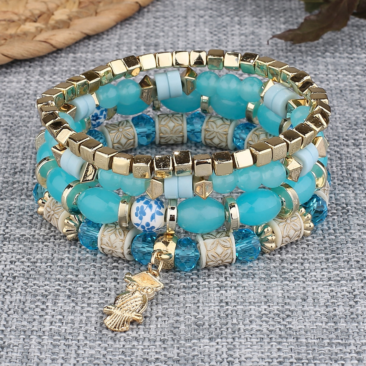 Vintage Style Printing Color Block Arylic Alloy Glass Wholesale Bracelets display picture 5