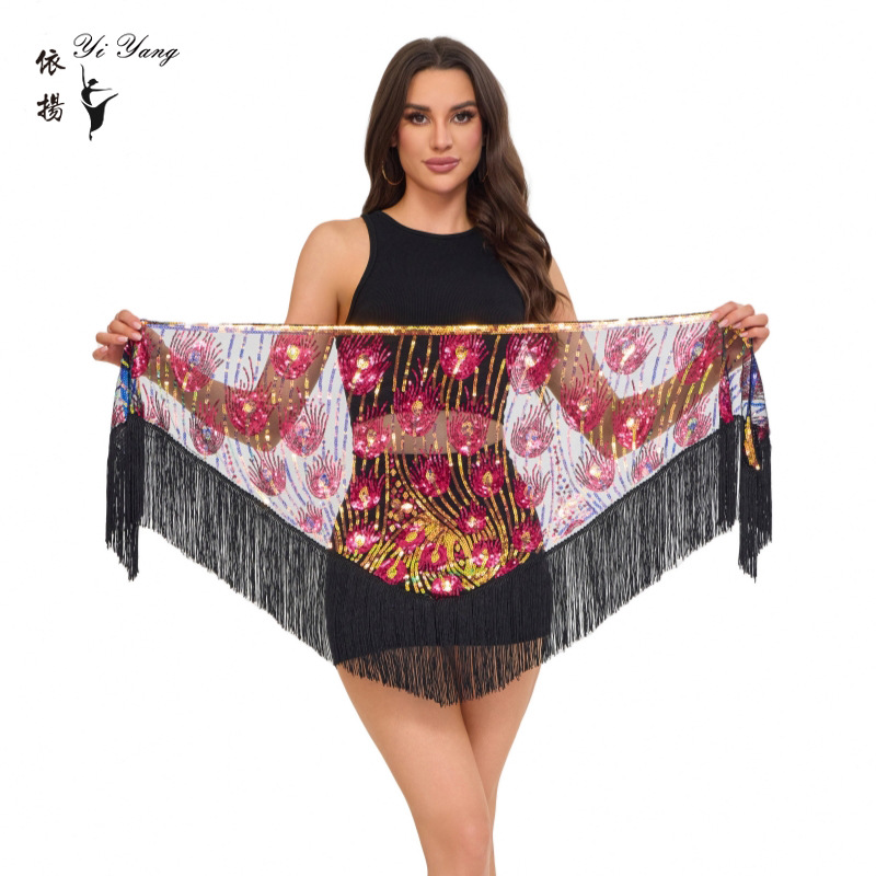 Halloween Belly Dance Waist Chain Hip Scarf Sequin Tassel Performance Clothing Accessories Women's Samba Dance Waist Decoration