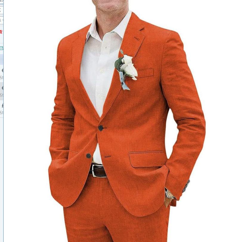 Men's Suit Casual Men's Linen Business Banquet Two-piece Suit