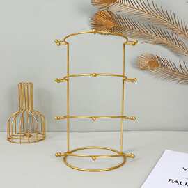 直播间展示架头饰陈列架金属饰品架子发饰架金色新娘皇冠珠宝拍摄