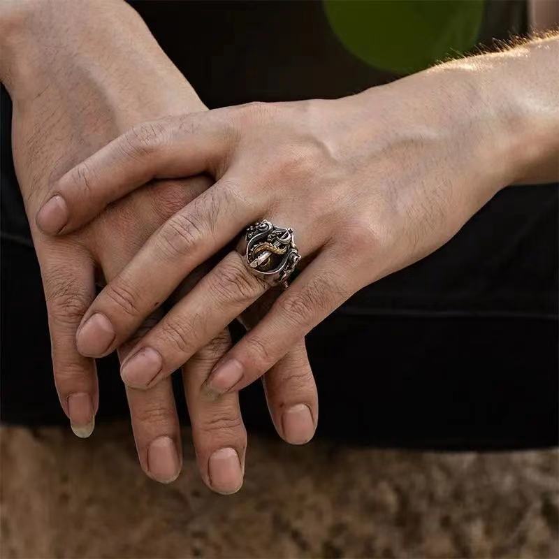 Vintage Herrenring Aus Thai-silber Im Europäischen Stil_voghion.com