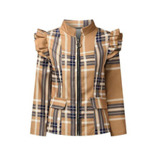 M 49993 Ruffle print blazer coat ��Ҷ��ӡ����װС����