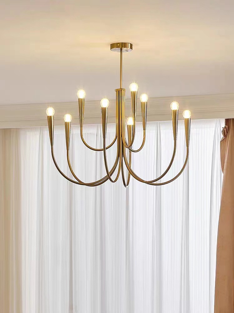 Iluminación principal de la sala de estar nórdica estilo antiguo lujo ligero estilo francés retrógrado diseñador de dormitorio vela de comedor candelabro hierro