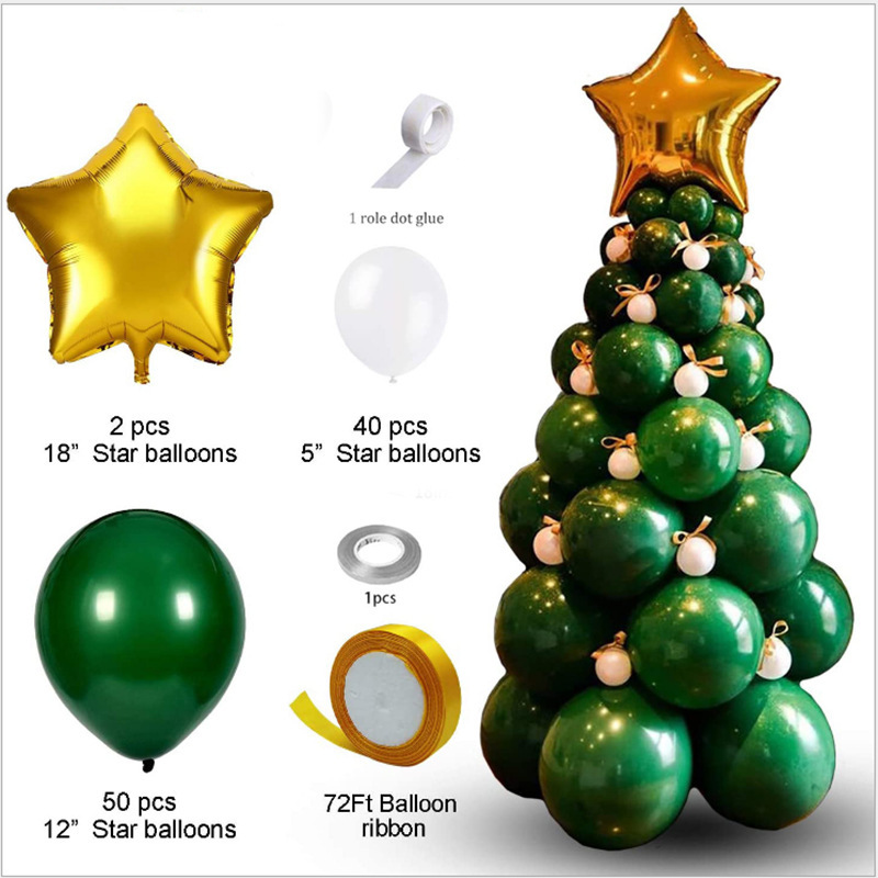 Venta caliente transfronteriza Paquete de globos de látex verde oscuro de Navidad Serie de bosque Venta directa de fábrica de árboles de Navidad Globo_voghion.com