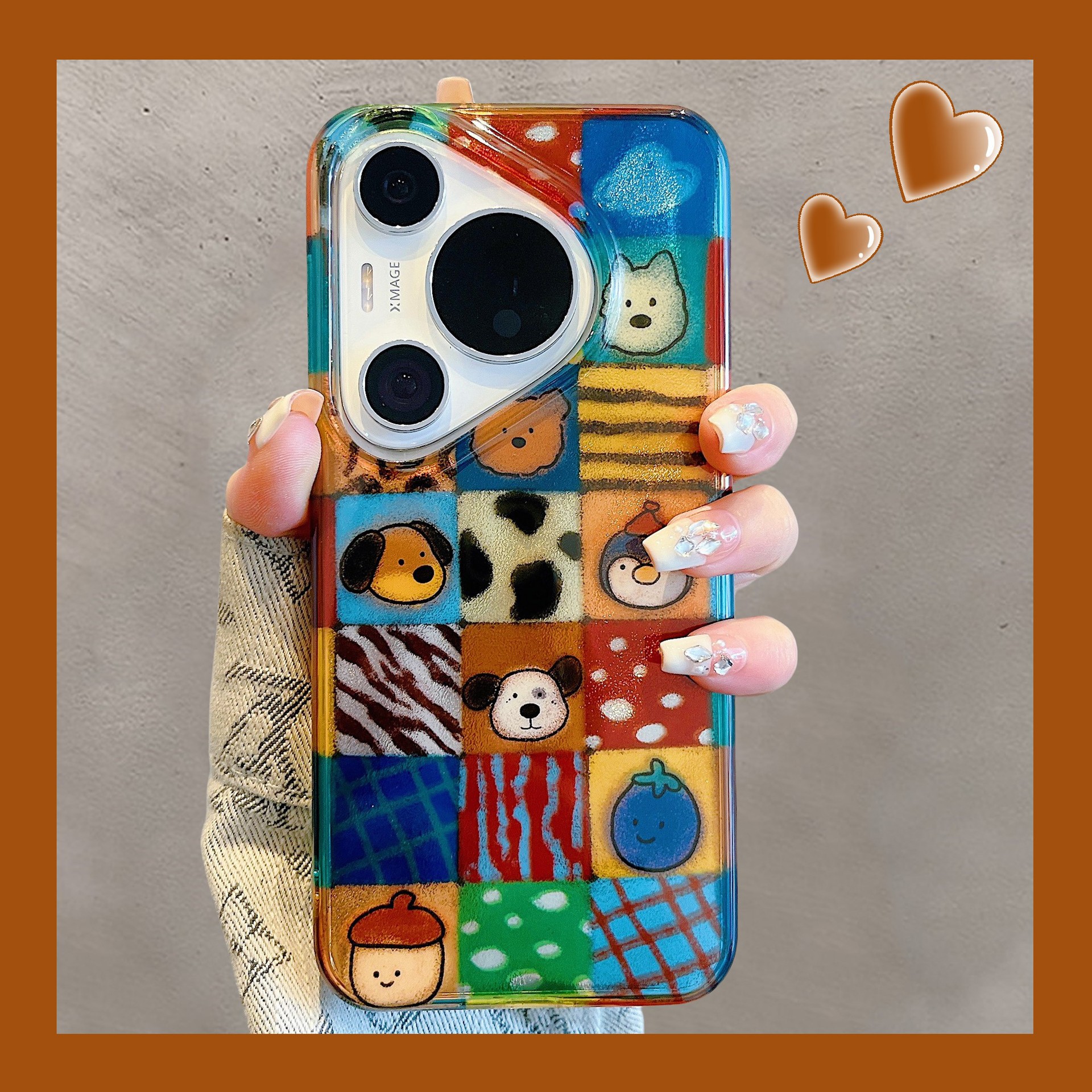 Funda para teléfono móvil mate60pro nuevo modelo 15/17promax, diseño casual con patrón de cuadros y pequeños animales, adecuada para mujeres, p70, m60