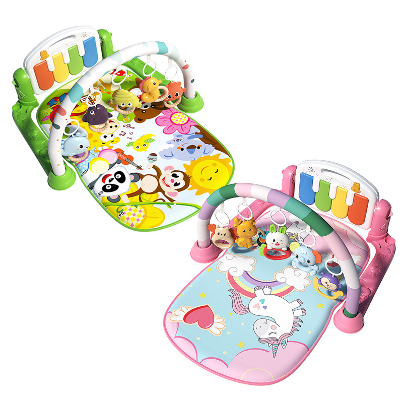 Juguetes de marco de fitness para bebés de venta caliente transfronteriza 0-1 año recién nacido música para bebés andador equipo de fitness cojín de escalada