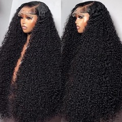 13x6 Deep Wave Lace frontwigフロントレースウィッグレディース中分小巻きロングカール