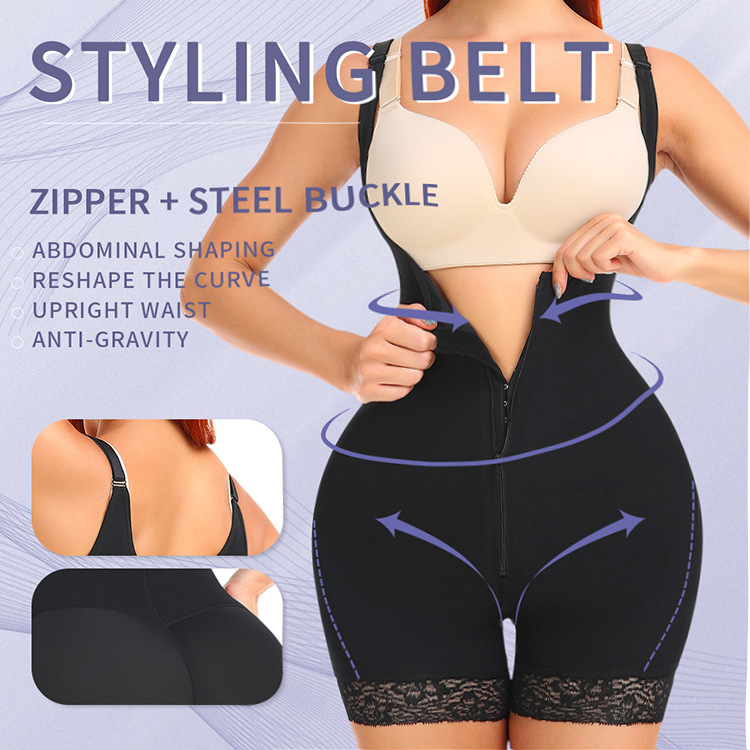 TOPMELON Body One-piece Corset Open File Design Front Middle Zipper Inner-breasted Body Shaper 905B