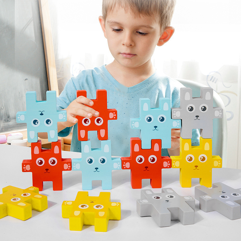 Conejo transfronterizo para niños balanceado de madera de ladrillos de madera de alta altura juegos de mesa de puzzle juguetes para padres e hijos para bebés image 3