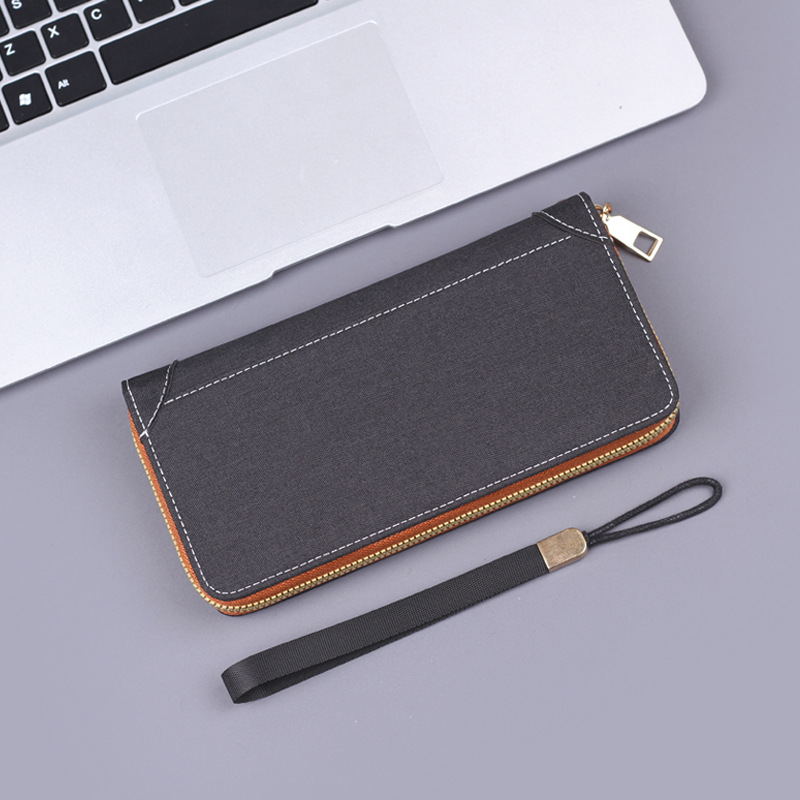 Bolso de mano de hombre, bolso de lona de hombre, bolso de mano de hombre, bolso de mano de hombre, bolso de mano largo con cremallera, bolso de teléfono móvil de hombre