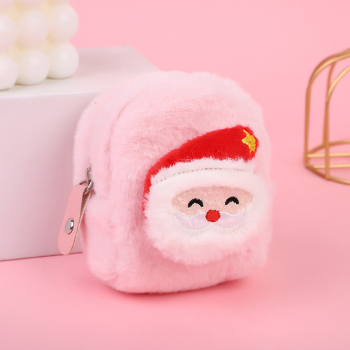 Korean version ins girly heart Christmas coin purse mini cartoon plush key bag small fresh headphone storage bag