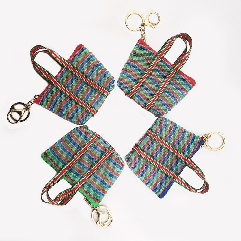 Vegetable Basket Keychain, Grandma's Shopping Bag Storage Bag, Fishnet Hollow Woven Bag Coin Purse