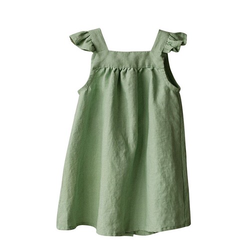 Girls' clothing linen minority forest style dress summer new style short sleeve strapless dress loose baby princess skirt 