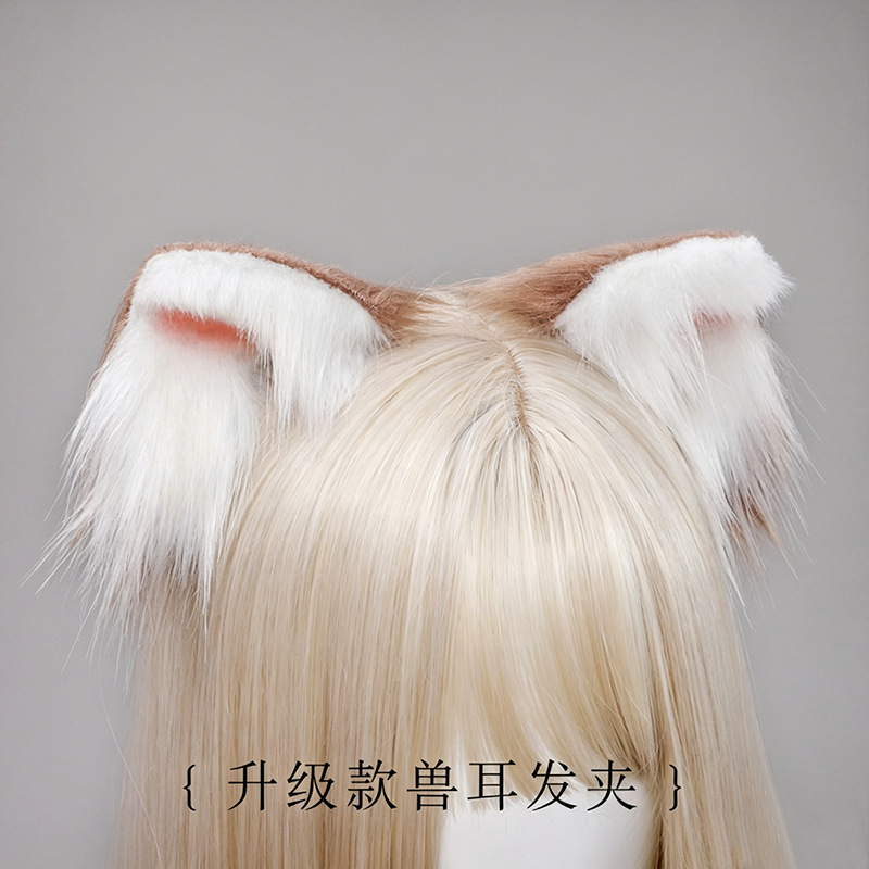 跨境现货日系毛绒猫耳朵发夹二次元漫展角色扮演狐狸耳朵兽耳头饰