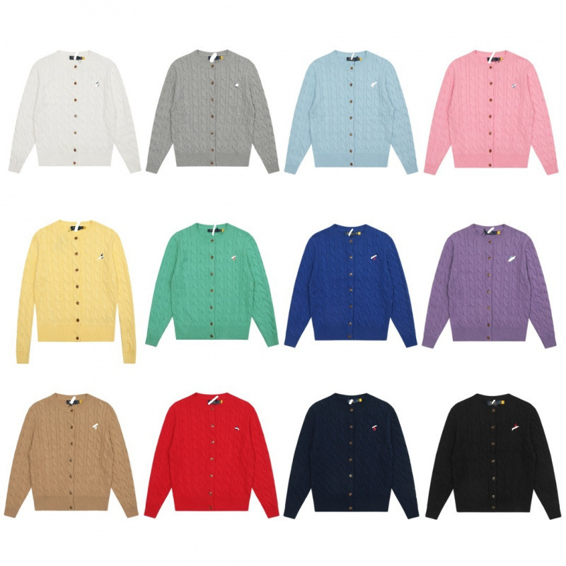 Sss Cross-Border Scanable 12-Color Men's and Women's Round Neck Twisted Long-Sleeved Knitted Cardigan Embroidered Twist Small Label