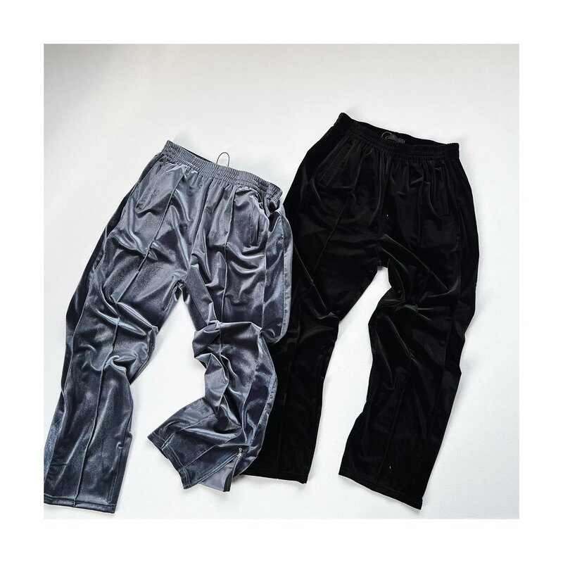 Independent Flat for GL Style Velvet Stitching Zipper Slit Straight Casual Trousers Lazy Sweatpants Fashionable and Comfortable Independent Flat for GL Style Velvet Stitching Zipper Slit Straight Casual Trousers Lazy Sweatpants Fashionable and Comfortable