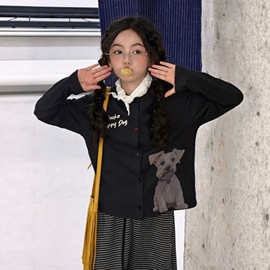 田夕果童装秋冬新款女童开衫韩版休闲开衫数码印花中大童童开衫