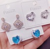Universal zirconium, earrings, fashionable accessory, micro incrustation, Korean style, simple and elegant design