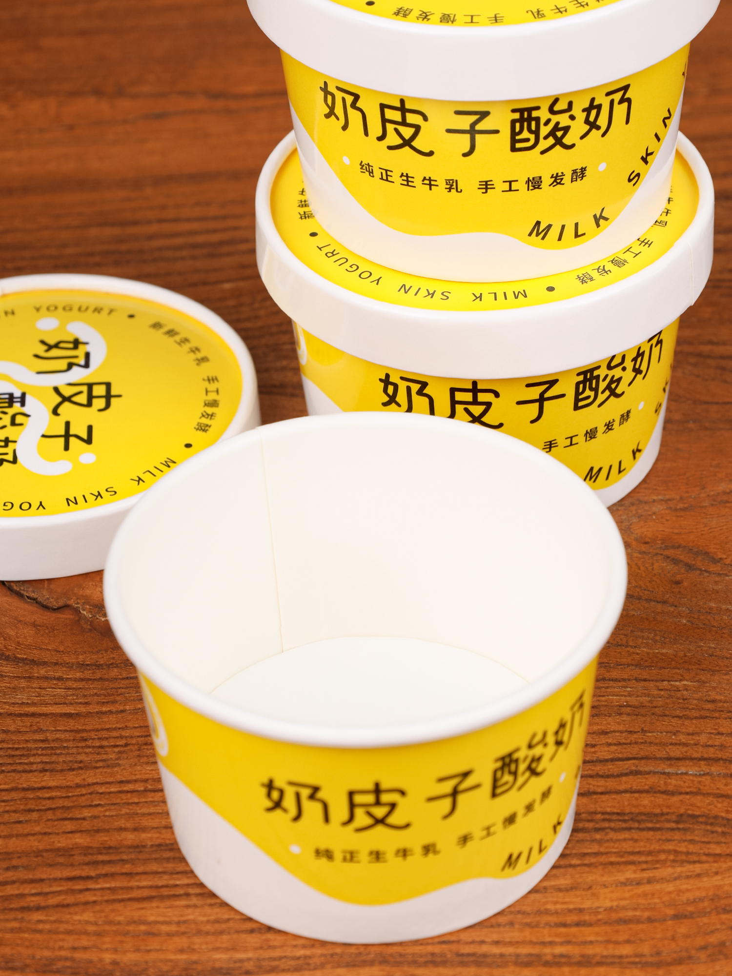 Caja de embalaje de yogur de leche hecha a mano, doble película de envasado, taza de papel gruesa, taza de papel de embalaje desechable para yogur fermentado