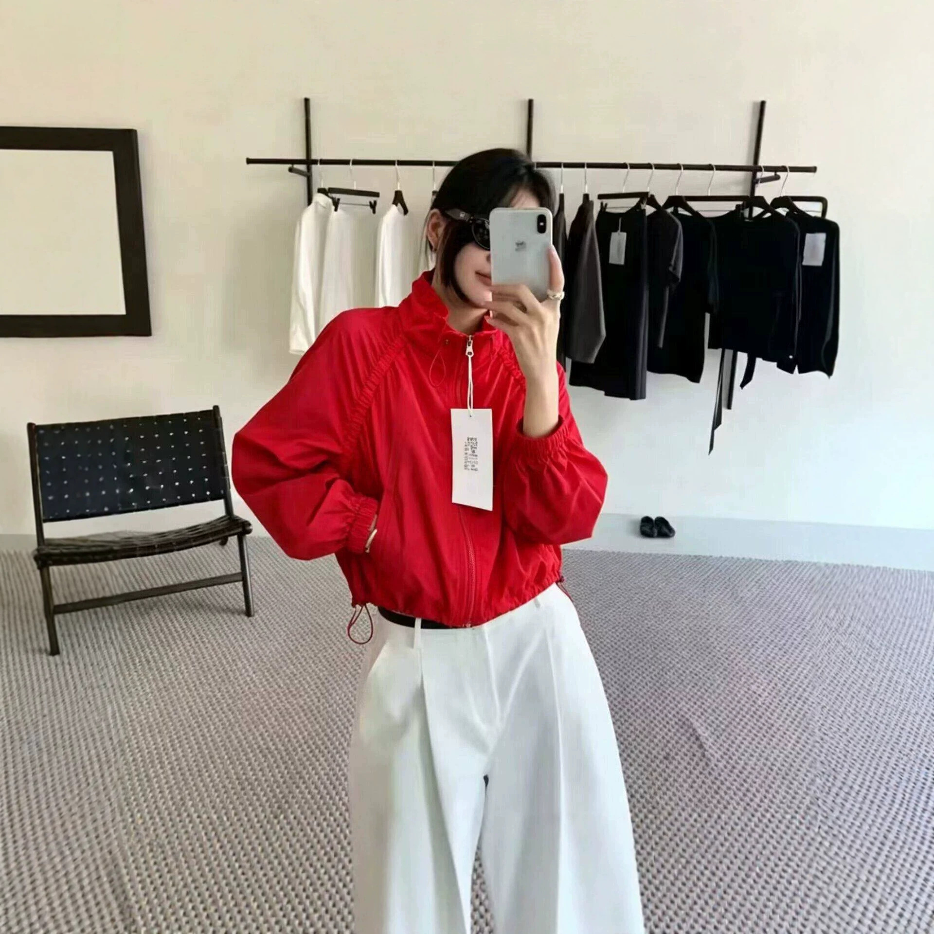 轻薄抽绳收腰防晒外套女装欧货2026年夏季新款上衣百搭显瘦防晒衣