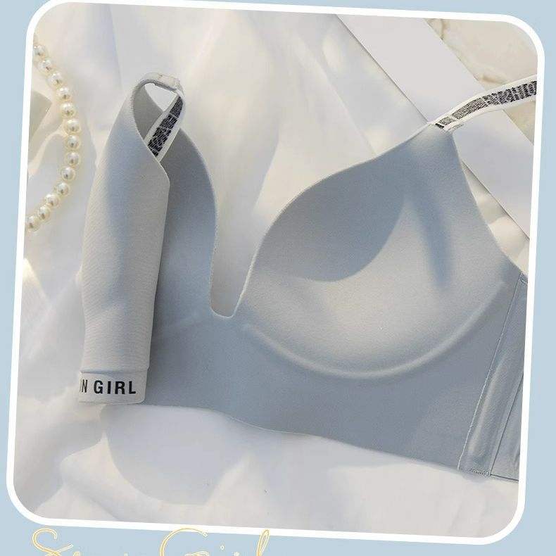 De estilo británico de una sola pieza sexy sin costuras pequeño pecho push-up ropa interior de las mujeres sin costuras chica inalámbrica sujetador ajustable