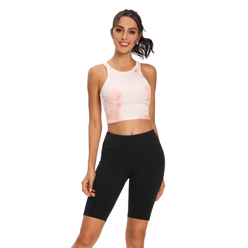 2024 New Tie-Dye Print Women's Sweatshirt Running Dry-Fast Loose Yoga Top Fitness Tank Top